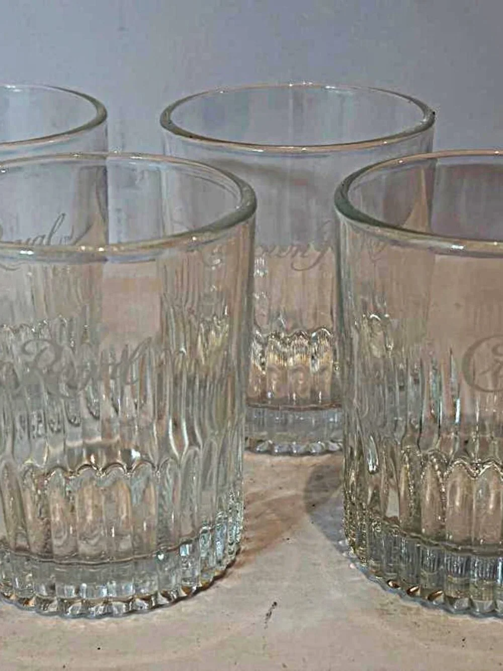 Limited Edition Etched Crown Royal Ribbed Est 1939 Whiskey Rocks Glasses - four